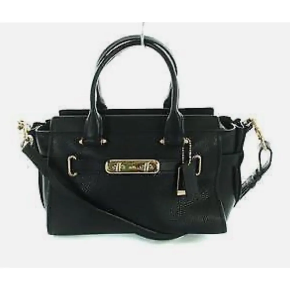 Coach Swagger 27 Satchel Black Pebbled Leather Gold Hardware NWOT Crossbody Read